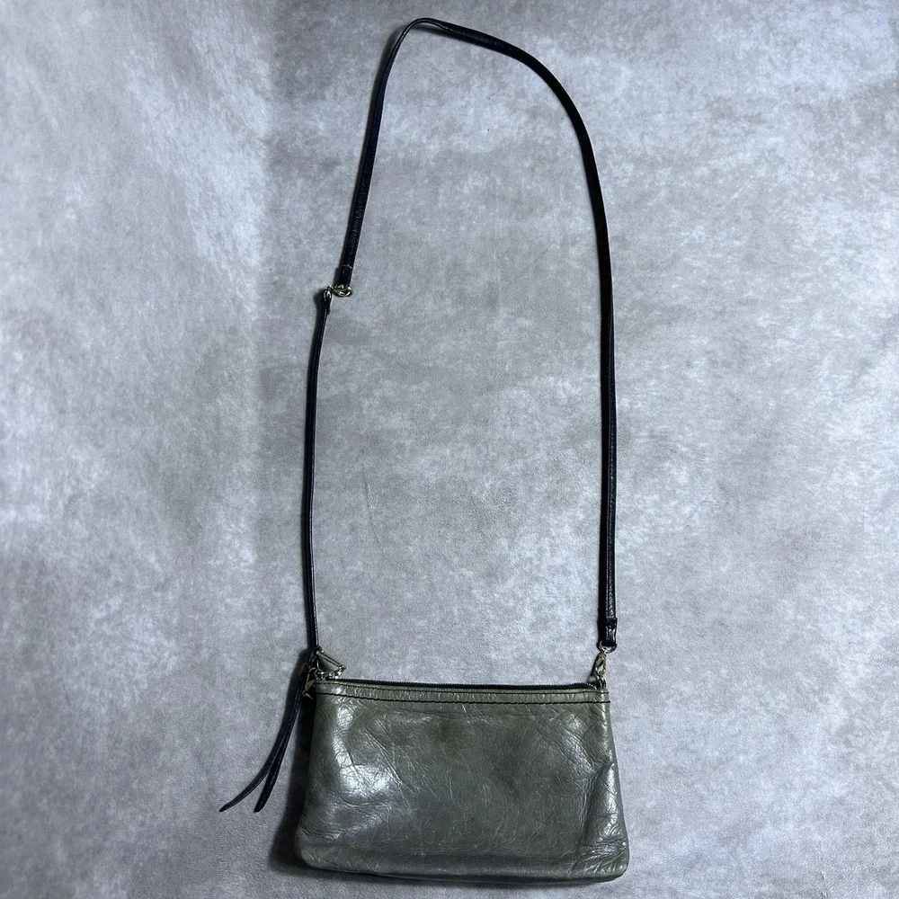 Hobo The Original Leather Grey Small Crossbody Zip Closure